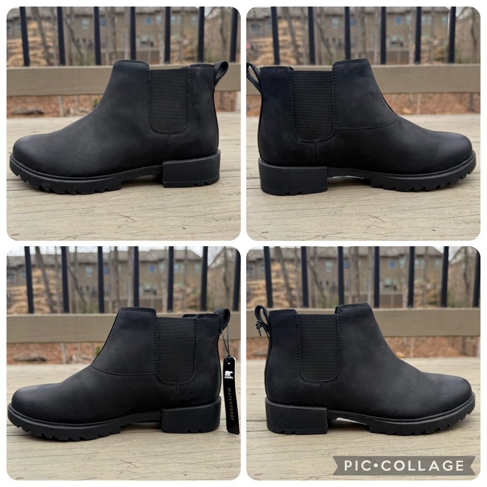 NWOB Sorel Emelie II Chelsea in Black Leather Bootie size 7 - Picture 10 of 15
